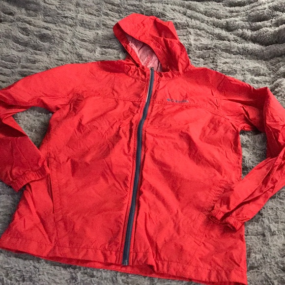 Columbia jacket XL 18 20 rain wind breaker orange